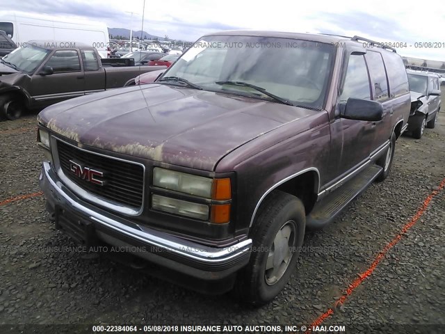 1GKFK16R7TJ732211 - 1996 GMC SUBURBAN K1500 MAROON photo 2