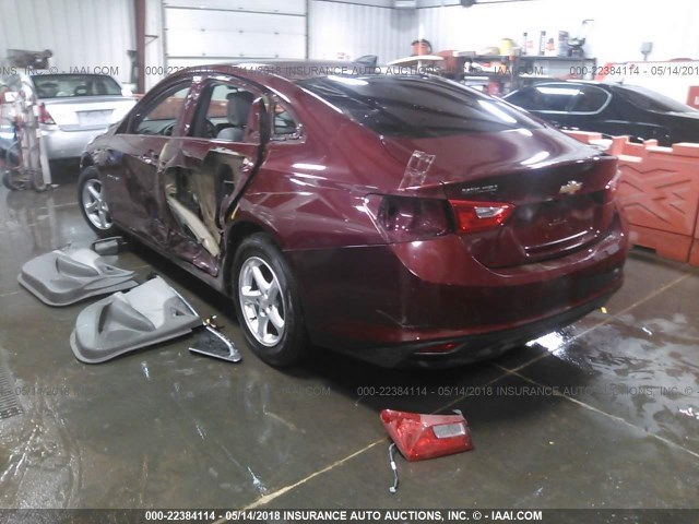 1G1ZC5STXGF298186 - 2016 CHEVROLET MALIBU LS MAROON photo 3
