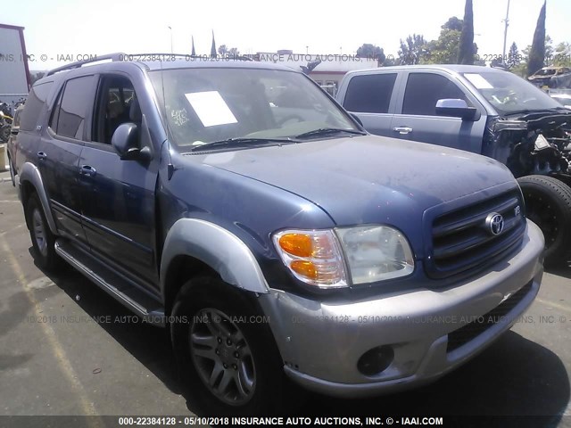 5TDZT34A74S225537 - 2004 TOYOTA SEQUOIA SR5 BLUE photo 1