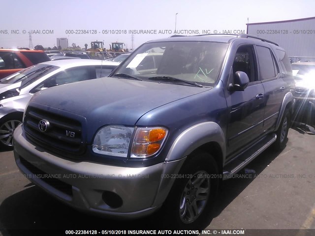 5TDZT34A74S225537 - 2004 TOYOTA SEQUOIA SR5 BLUE photo 2