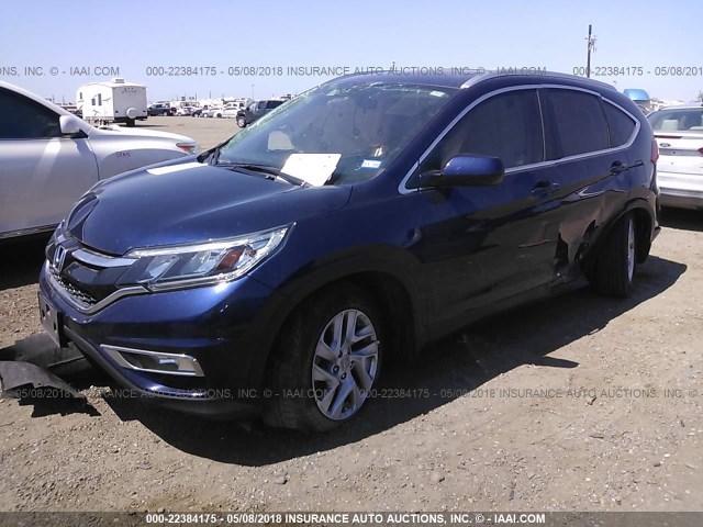 2HKRM3H71FH555369 - 2015 HONDA CR-V EXL BLUE photo 2