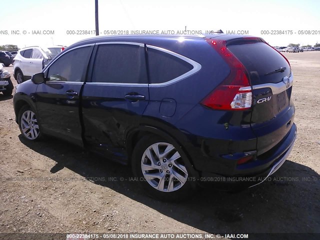 2HKRM3H71FH555369 - 2015 HONDA CR-V EXL BLUE photo 3