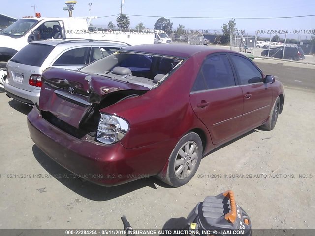 4T1BF30K12U005922 - 2002 TOYOTA CAMRY LE/XLE/SE 勃艮第红 照片 4