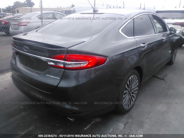 3FA6P0SU3JR167501 - 2018 FORD FUSION TITANIUM/PLATINUM PHEV GRAY photo 4