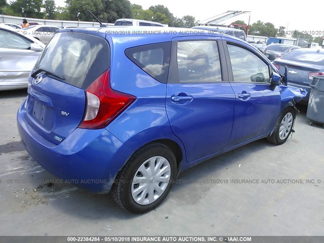 3N1CE2CP4FL377609 - 2015 NISSAN VERSA NOTE S/S PLUS/SV/SL/SR BLUE photo 4