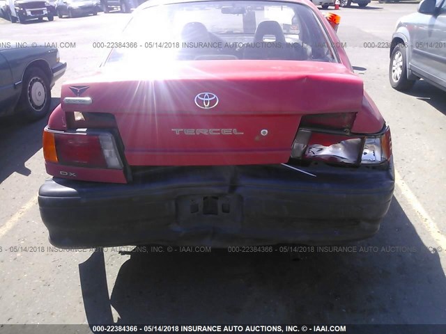 JT2EL43A2M0010391 - 1991 TOYOTA TERCEL DELUXE RED photo 6