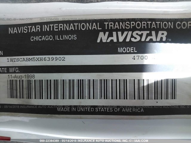 1HTSCABM5XH639902 - 1999 INTERNATIONAL 4700 4700 WHITE photo 10