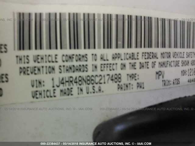 1J4HR48N86C217488 - 2006 JEEP GRAND CHEROKEE LAREDO/COLUMBIA/FREEDOM 白色 照片 9