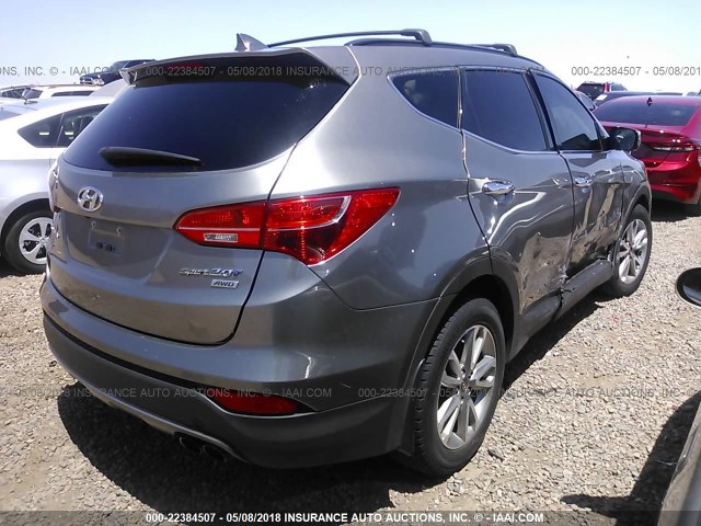 5XYZUDLA3FG294696 - 2015 HYUNDAI SANTA FE SPORT  GRAY photo 4