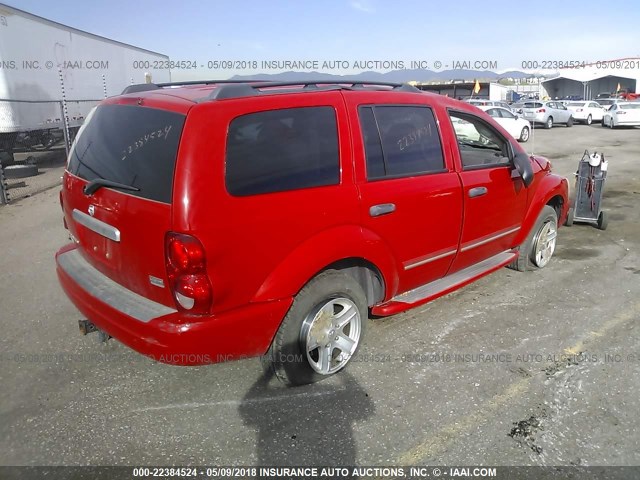 1D4HB58D04F239703 - 2004 DODGE DURANGO LIMITED RED photo 4