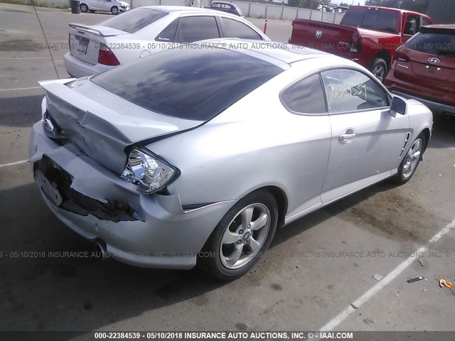 KMHHM65D16U223814 - 2006 HYUNDAI TIBURON GS SILVER photo 4