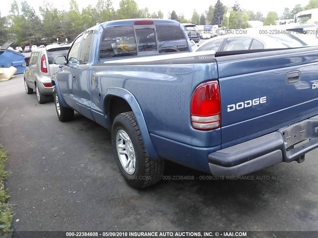 1D7HL12X33S102076 - 2003 DODGE DAKOTA SXT BLUE photo 3