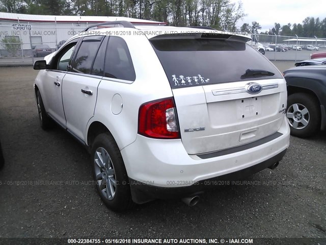2FMDK4KC3BBB41622 - 2011 FORD EDGE LIMITED WHITE photo 3