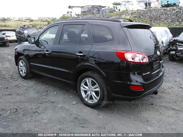 5XYZK4AGXCG132380 - 2012 HYUNDAI SANTA FE LIMITED BLACK photo 3