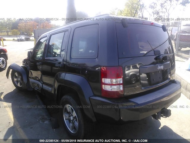 1J8GP28K68W243423 - 2008 JEEP LIBERTY SPORT BLACK photo 3