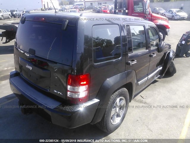 1J8GP28K68W243423 - 2008 JEEP LIBERTY SPORT BLACK photo 4