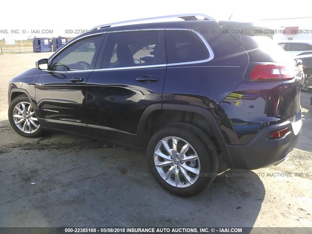 1C4PJLDB7FW547801 - 2015 JEEP CHEROKEE LIMITED BLUE photo 3