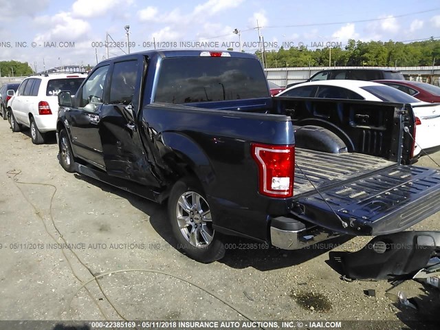 1FTEW1CP4FKD03959 - 2015 FORD F150 SUPERCREW BLUE photo 3