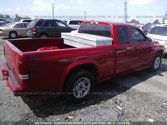 1D7GL32K14S555089 - 2004 DODGE DAKOTA SPORT RED photo 4