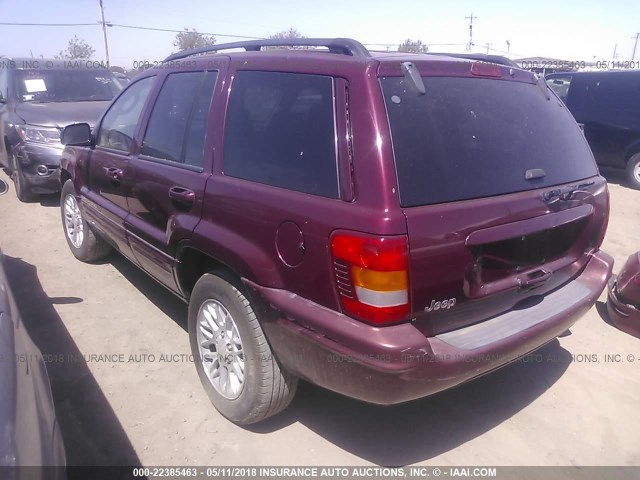 1J4GX58N02C311916 - 2002 JEEP GRAND CHEROKEE LIMITED BURGUNDY photo 3