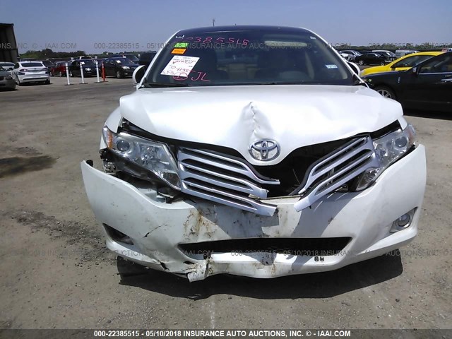 4T3ZK3BB2BU045246 - 2011 TOYOTA VENZA WHITE photo 6