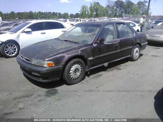 1HGCB7668MA193544 - 1991 HONDA ACCORD EX/EX-R MAROON photo 2