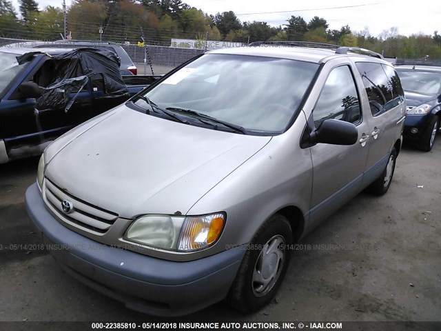 4T3ZF13C01U377636 - 2001 TOYOTA SIENNA LE/XLE GOLD photo 2