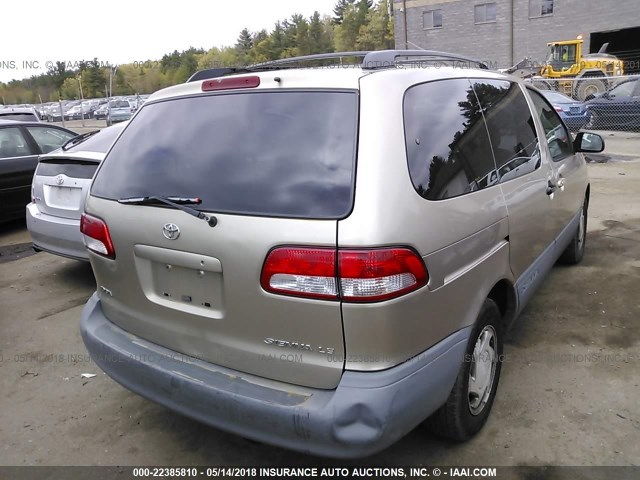 4T3ZF13C01U377636 - 2001 TOYOTA SIENNA LE/XLE GOLD photo 4