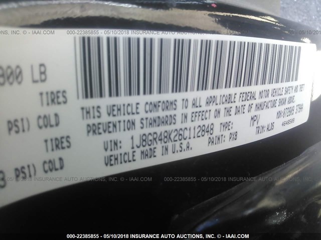 1J8GR48K26C112848 - 2006 JEEP GRAND CHEROKEE LAREDO/COLUMBIA/FREEDOM 黑色 照片 9