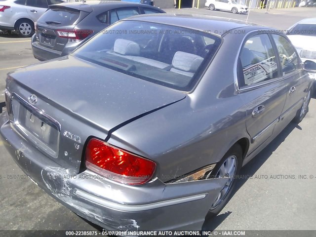 KMHWF35H64A008656 - 2004 HYUNDAI SONATA GLS/LX GRAY photo 4