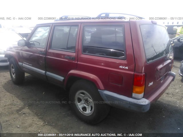1J4FF68S3XL556680 - 1999 JEEP CHEROKEE SPORT/CLASSIC ბურგუნდია ფოტო 3