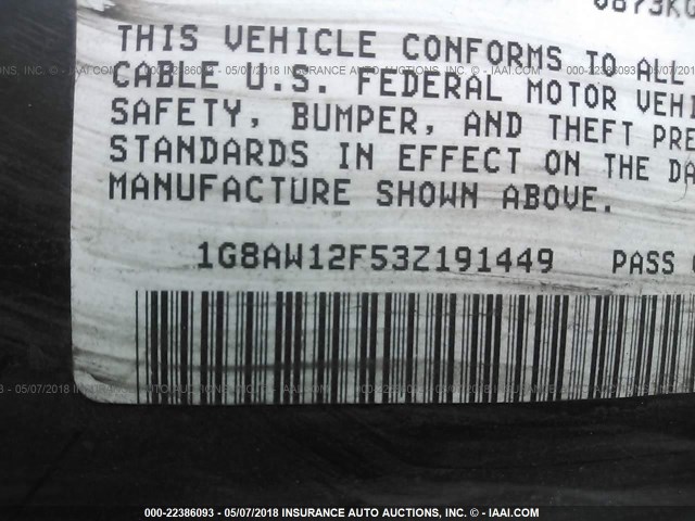 1G8AW12F53Z191449 - 2003 SATURN ION LEVEL 3 SILVER photo 9