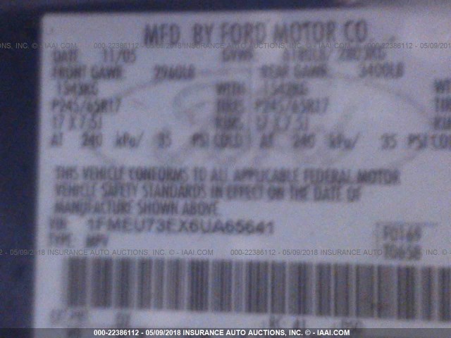 1FMEU73EX6UA65641 - 2006 FORD EXPLORER XLT BLUE photo 9