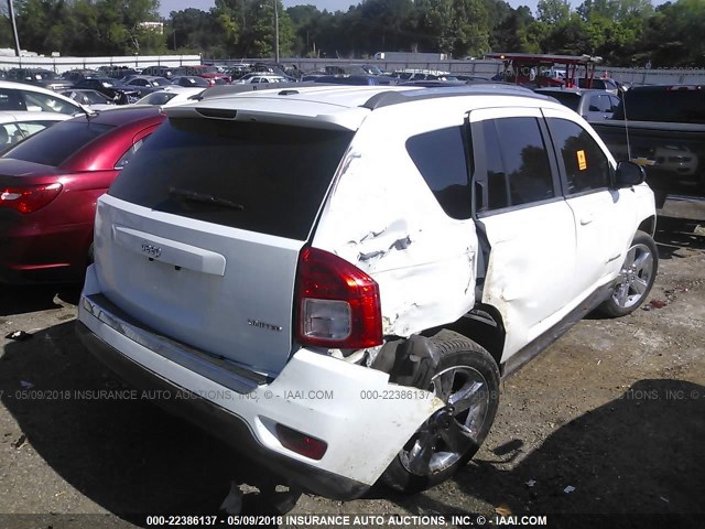 1C4NJCCB9CD692337 - 2012 JEEP COMPASS LIMITED WHITE photo 4