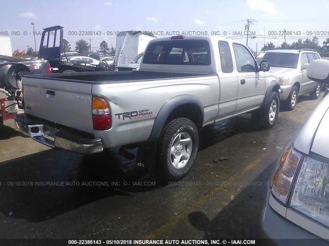 5TEWN72N22Z106062 - 2002 TOYOTA TACOMA XTRACAB SILVER photo 4