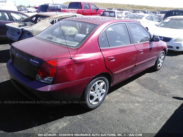 KMHDN46D76U232161 - 2006 HYUNDAI ELANTRA GLS/GT/LIMITED RED photo 4