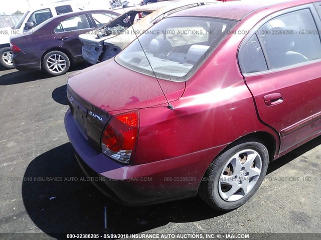 KMHDN46D76U232161 - 2006 HYUNDAI ELANTRA GLS/GT/LIMITED RED photo 6