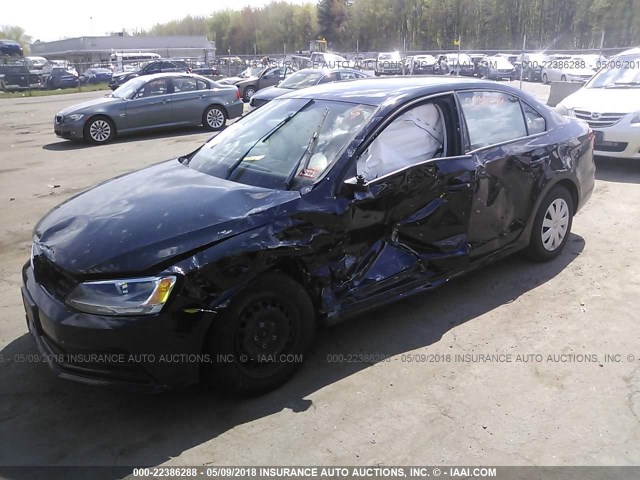 3VW2K7AJ2FM304937 - 2015 VOLKSWAGEN JETTA S BLACK photo 2