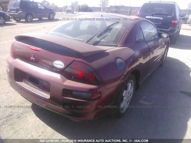 4A3AC54HX1E087822 - 2001 MITSUBISHI ECLIPSE GT BURGUNDY photo 4