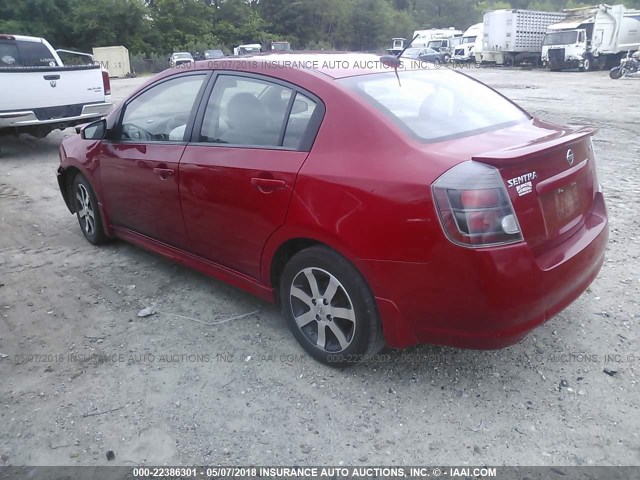 3N1AB6AP6CL676962 - 2012 NISSAN SENTRA 2.0/2.0S/SR/2.0SL RED photo 3