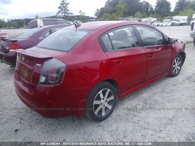 3N1AB6AP6CL676962 - 2012 NISSAN SENTRA 2.0/2.0S/SR/2.0SL RED photo 4