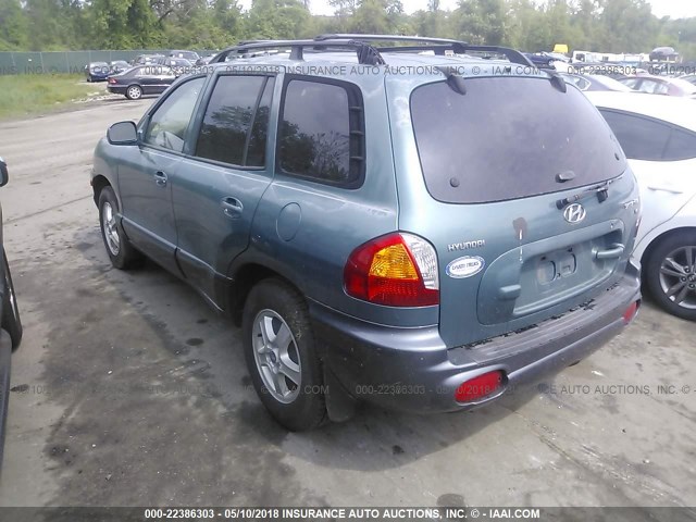 KM8SC13D72U279605 - 2002 HYUNDAI SANTA FE GLS/LX BLUE photo 3