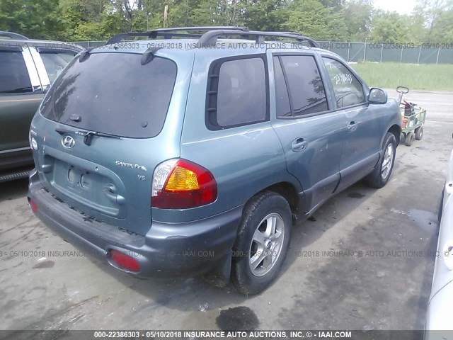 KM8SC13D72U279605 - 2002 HYUNDAI SANTA FE GLS/LX BLUE photo 4