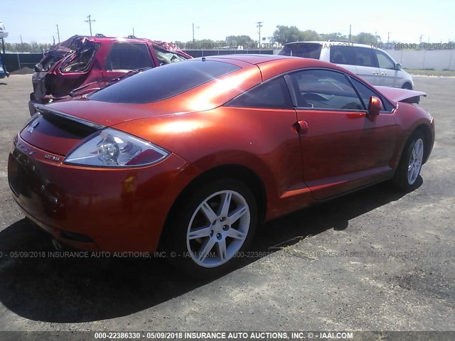 4A3AK34T26E010509 - 2006 MITSUBISHI ECLIPSE GT ORANGE photo 4