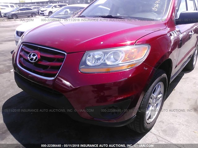 5XYZG3AB2BG036418 - 2011 HYUNDAI SANTA FE GLS RED photo 6