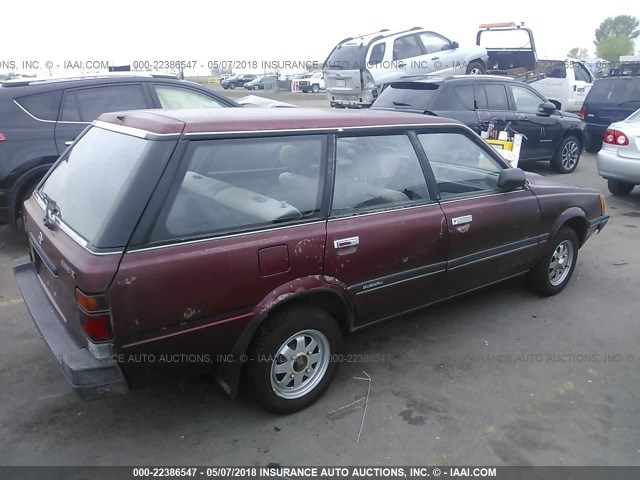 JF2AN53B5GE474377 - 1986 SUBARU GL 4WD MAROON photo 4