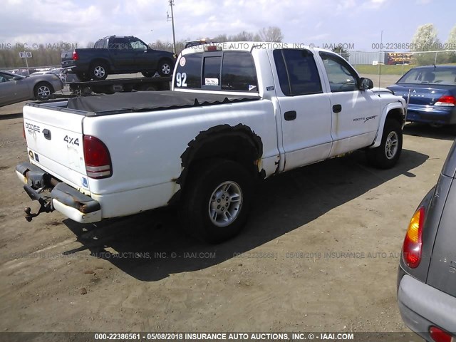 1B7GG2AN1YS760339 - 2000 DODGE DAKOTA QUAD WHITE photo 4