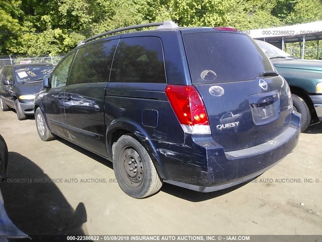 5N1BV28U14N366258 - 2004 NISSAN QUEST S/SE/SL Dark Blue photo 3