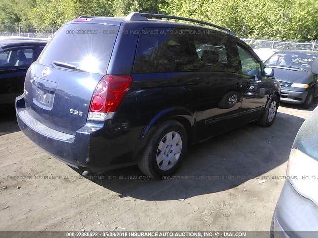 5N1BV28U14N366258 - 2004 NISSAN QUEST S/SE/SL Dark Blue photo 4