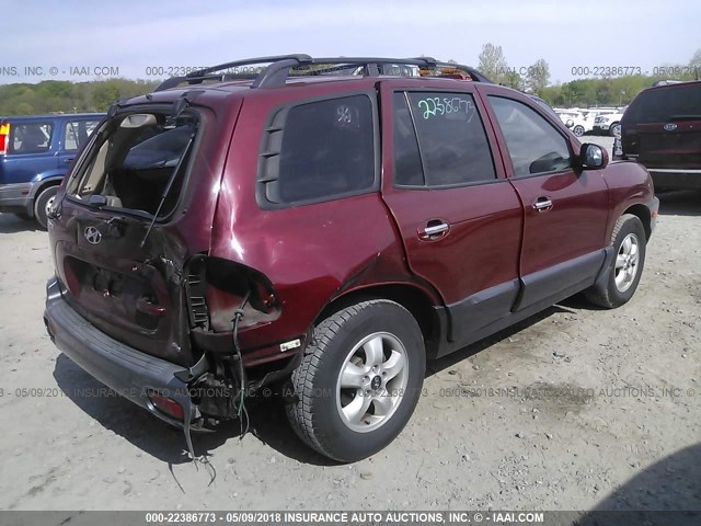 KM8SC73E15U990197 - 2005 HYUNDAI SANTA FE GLS/LX BURGUNDY photo 4